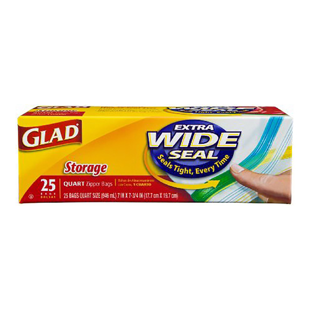 Glad® Storage Zipper Bags - 25 count, Quart