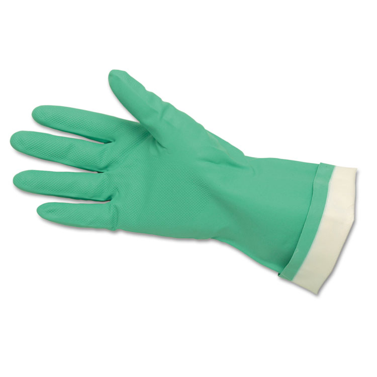 MCR™ Safety 5319E Flock-Lined Nitrile Gloves, One Size, Green, 12 Pairs