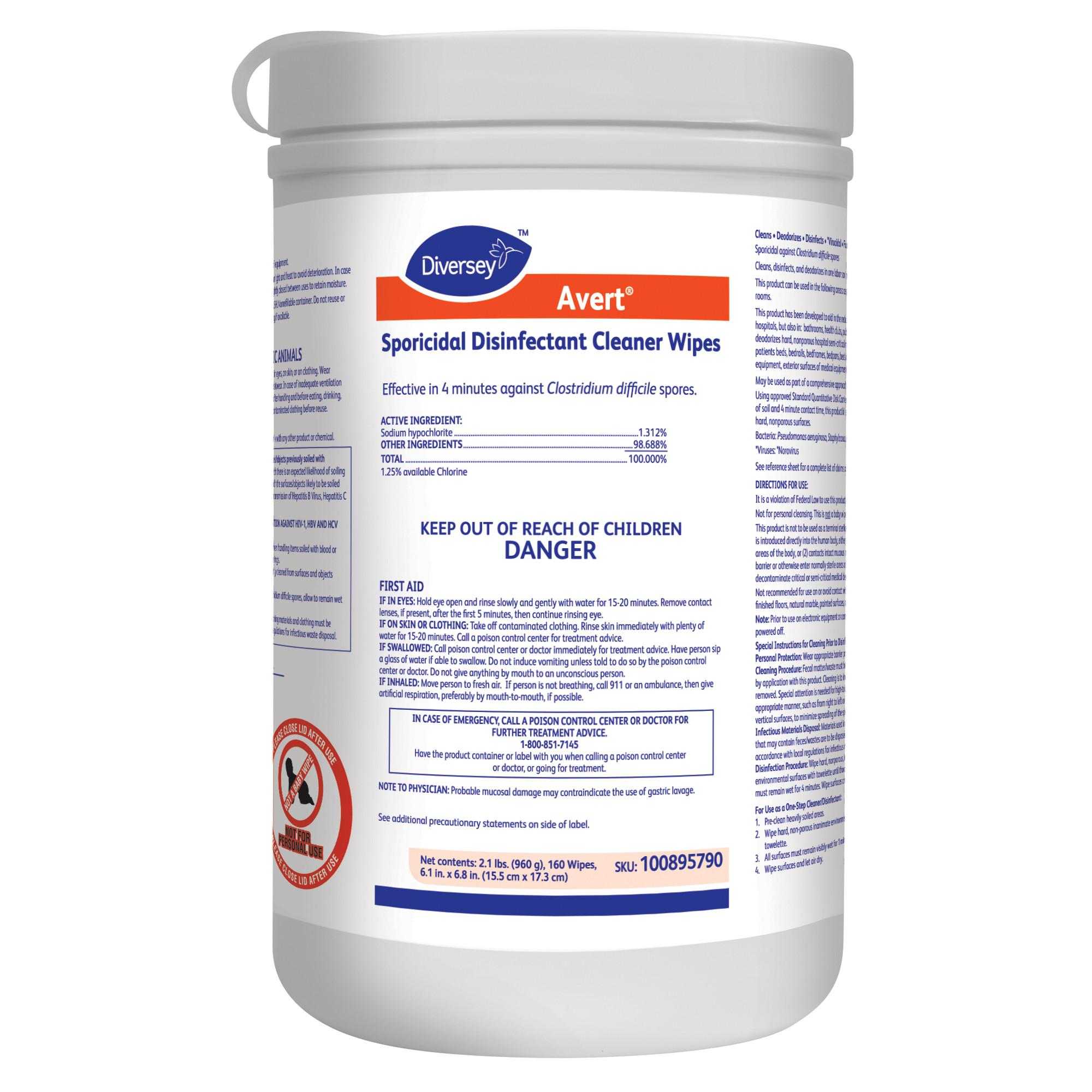 Avert® 160 Count Sporicidal Disinfectant Cleaner Wipes 12/case