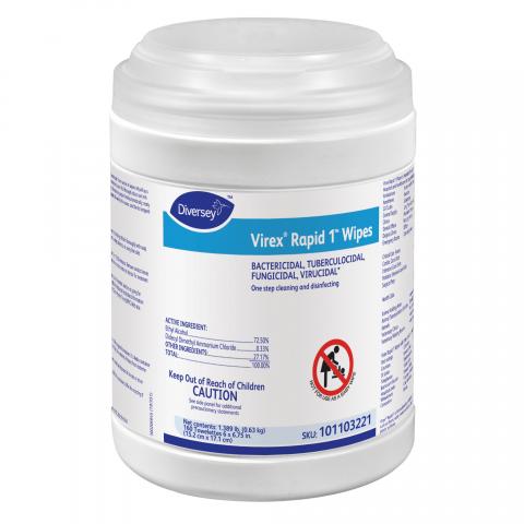 Virex Rapid 1 Disinfectant Cleaner Wipes 160/container 12 containers/case