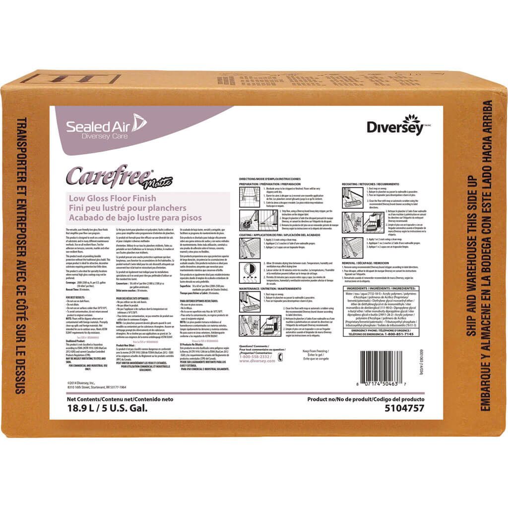 Diversey Carefree Matte Floor Finish - 5 Gallon Envirobox