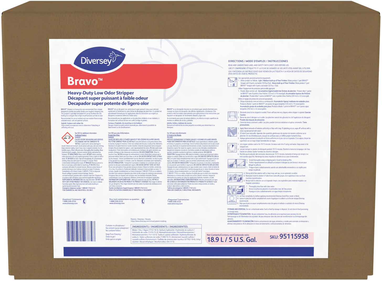 Diversey Bravo® Heavy-Duty Low Odor Stripper - 5 Gallon Envirobox™