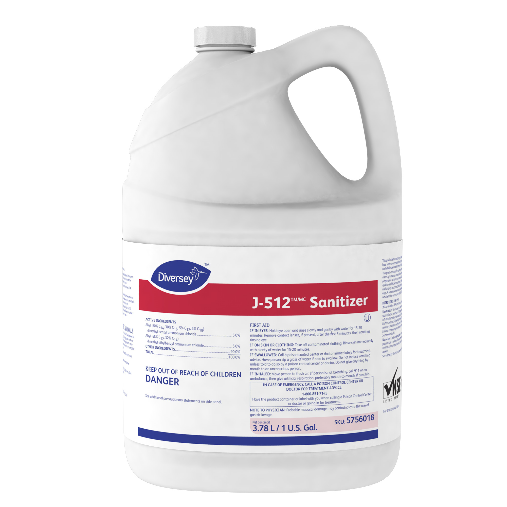 Diversey J-512 Sanitizer - 1 Gallon, 4/Case