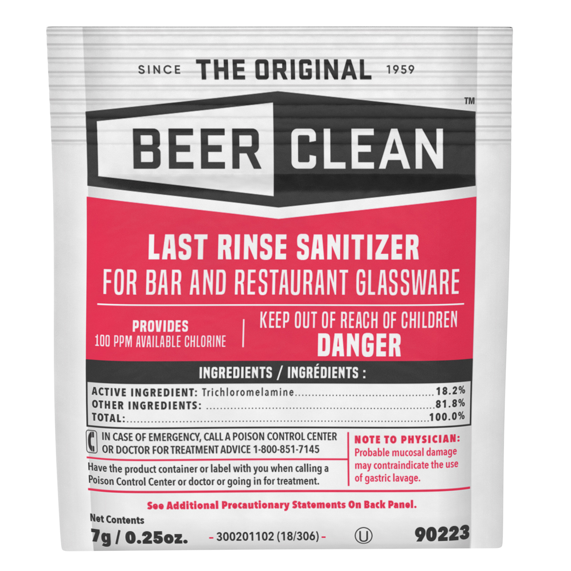 Beer Clean® Last Rinse Sanitizer - 0.25 oz, 100/Case