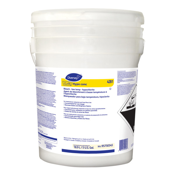 Clax® Hypo Concentrated Laundry Destainer 42B1 - 5 Gallon Pail, Auto-dosed