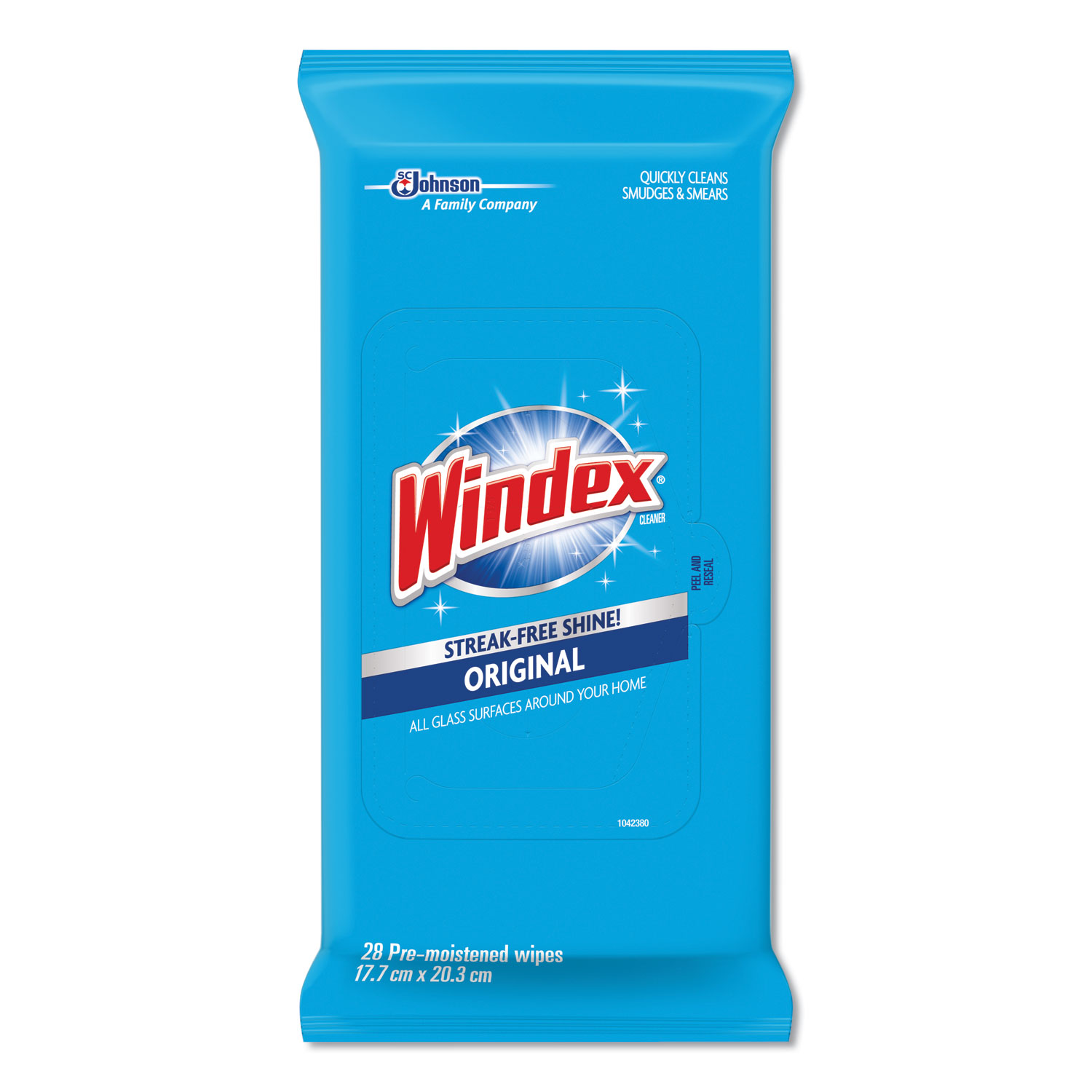 Windex® Glass & Surface Wet Wipe - 7" x 10", 28/Pack, 12/Case