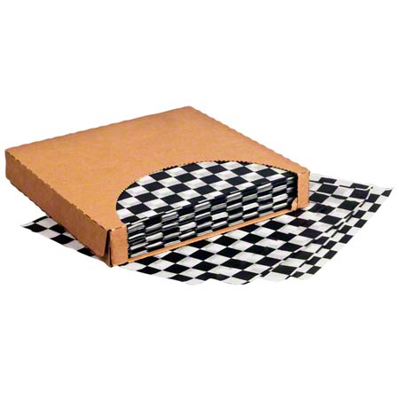 12" x 12" Black and White Check Dry Waxed Wrap 1000/pack 5 packs/case