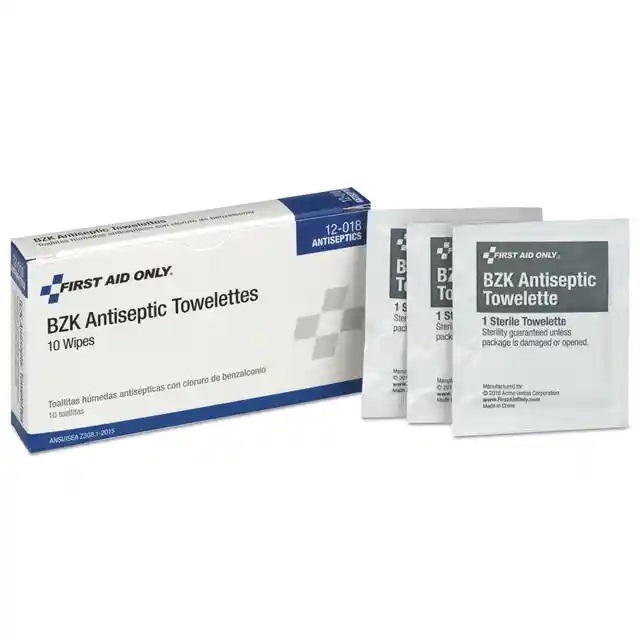 First Aid Only 10 Person ANSI Class A Refill, BZK Antiseptic Wipes, 10/box