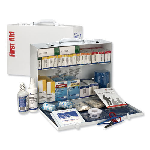 First Aid Only 2-Shelf First Aid Cabinet with Medications ANSI Compliant Class B 75 People Metal Case