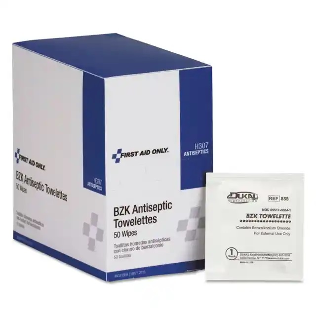 First Aid Only Antiseptic Cleansing Wipes 50/Box