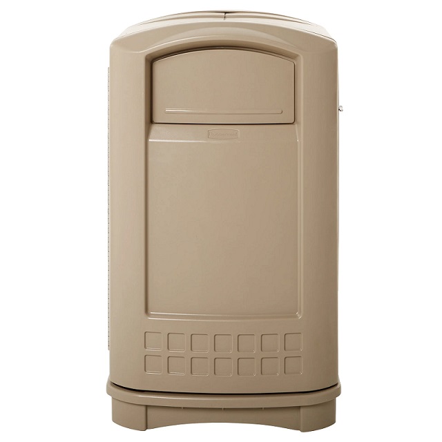 Rubbermaid Plaza Beige Square Container with Side Opening 50 Gallon
