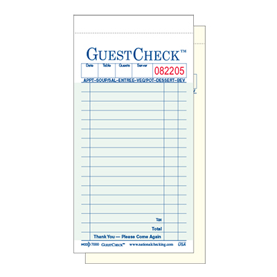 GuestChecks™ Medium Two-Part Carbonless Guest Check - Green