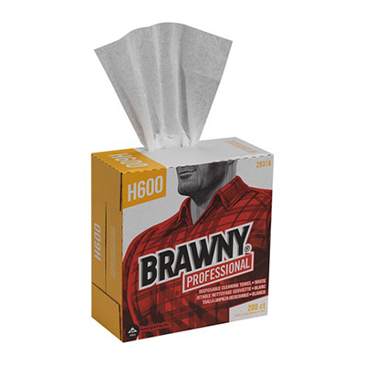 GP Brawny® Professional H600 Disposable Cleaning Towels - 9.1in x 12.5in, White, Boxed