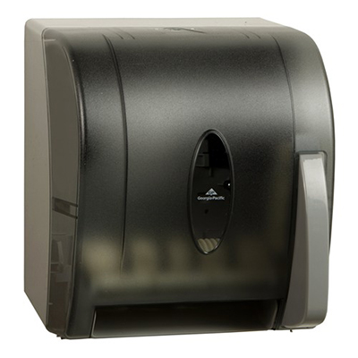 GP® Universal Push Paddle Roll Paper Towel Dispenser - Translucent Smoke, 10.6" x 12.5" x 14.4"