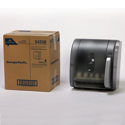 GP® Universal Push Paddle Roll Paper Towel Dispenser - Translucent Smoke, 10.6 x 12.5 x 14.4