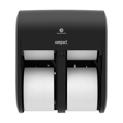 GP Compact Quad® Four Roll Coreless Toilet Tissue Dispenser - Black, 6.9" x 11.75" x 13.25"
