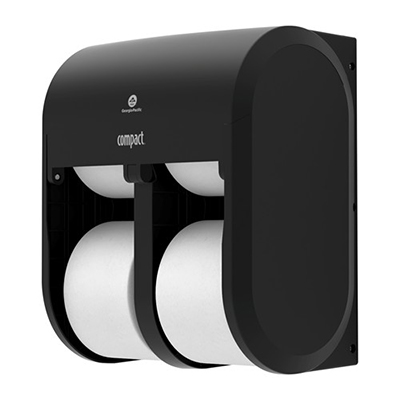GP Compact Quad® Four Roll Coreless Toilet Tissue Dispenser - Black, 6.9 x 11.75 x 13.25