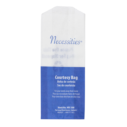 HOSPECO Necessities® Courtesy Bags - Printed White, 500/Case