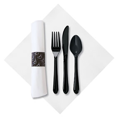 FashnPoint® CaterWrap® Crescent with Black Cutlery
