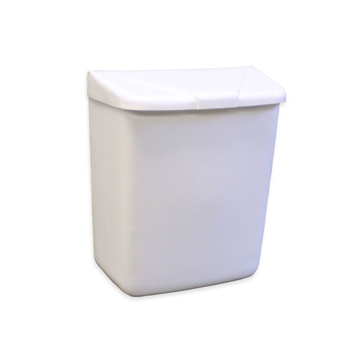 Feminine Hygiene Waste Receptacle - White PPC Plastic, Wall Mount