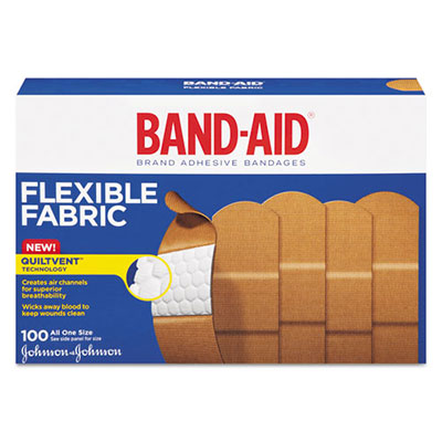Band-Aid® Flexible Fabric Adhesive Bandages, 1 in x 3 in, box of 100