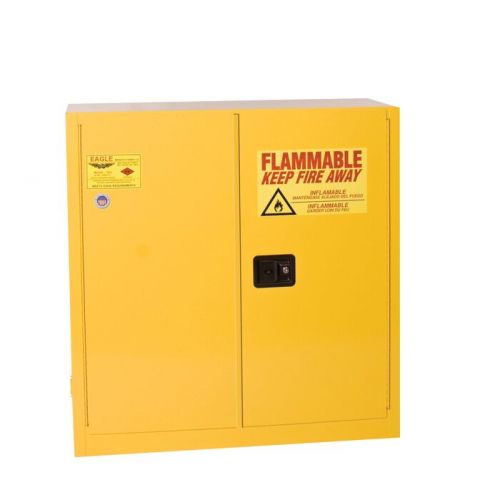 30 Gallon 1 Shelf 2 Door Manual Close Flammable Liquid Cabinet Yellow