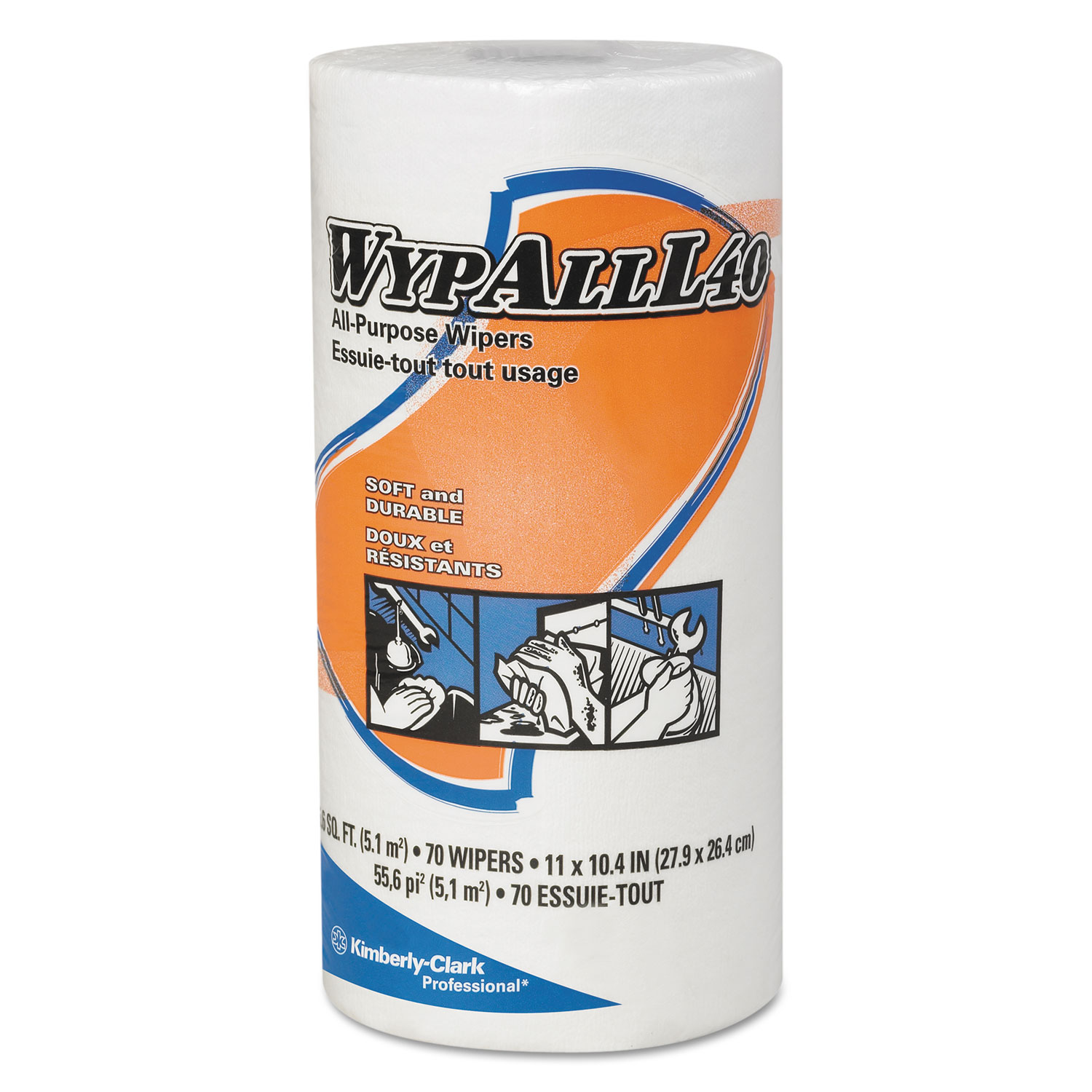WypAll L40 Towels - 10 2/5" x 11", White, 24/Case