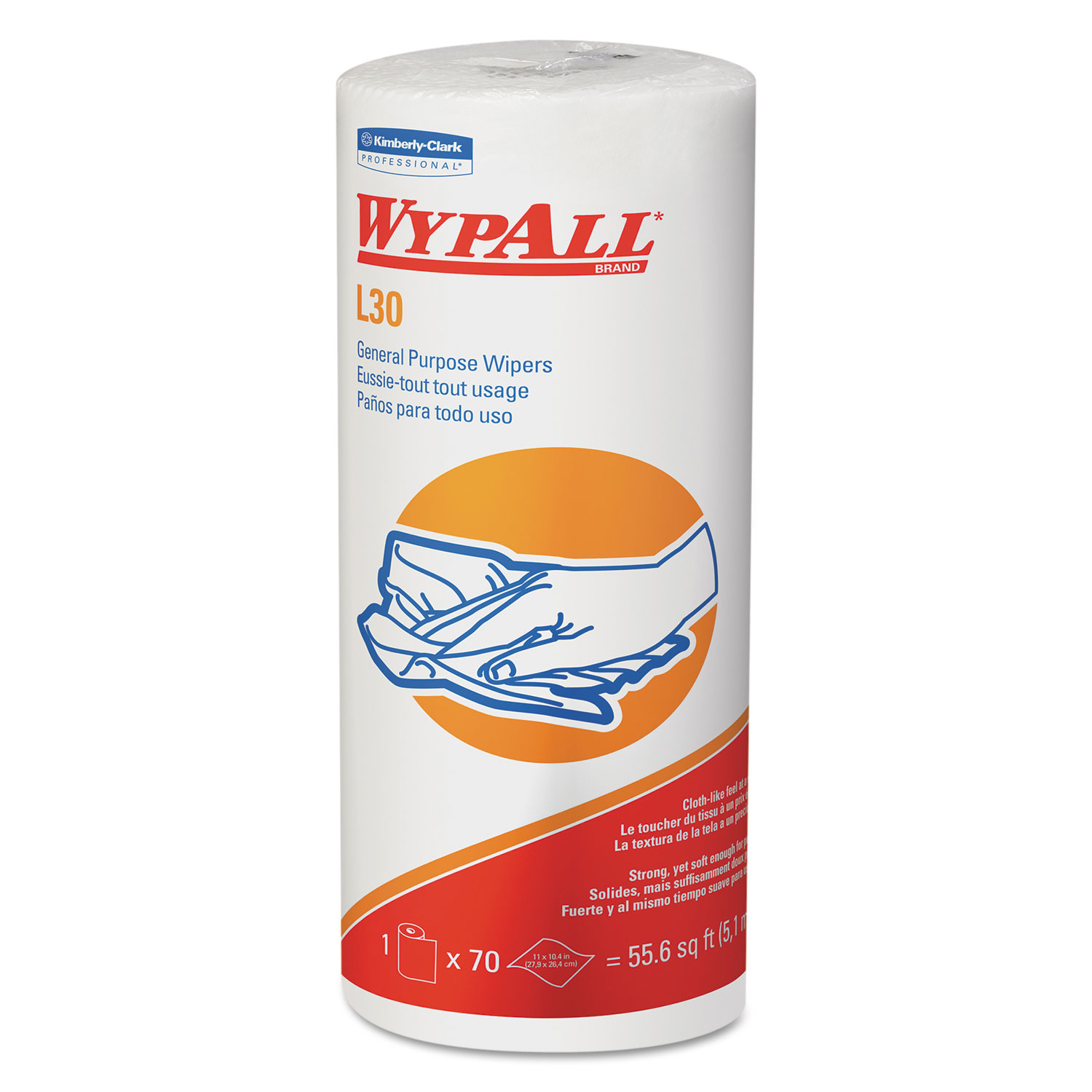 WypAll® General Clean L30 Heavy Cleaning Wipers 70 sheets/roll 24 rolls/case