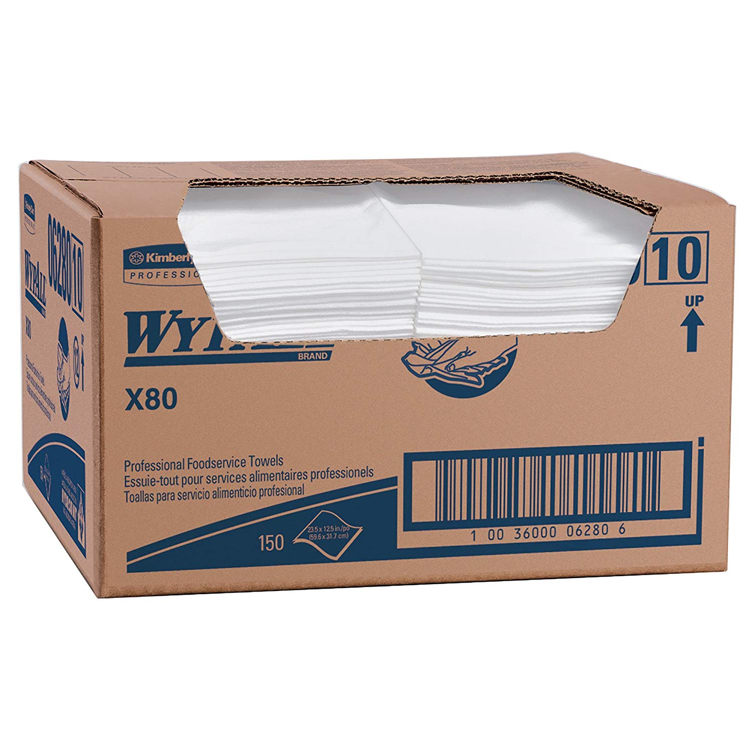 Wypall X80 Foodservice Towels - White, 1/4 Fold, 13.5