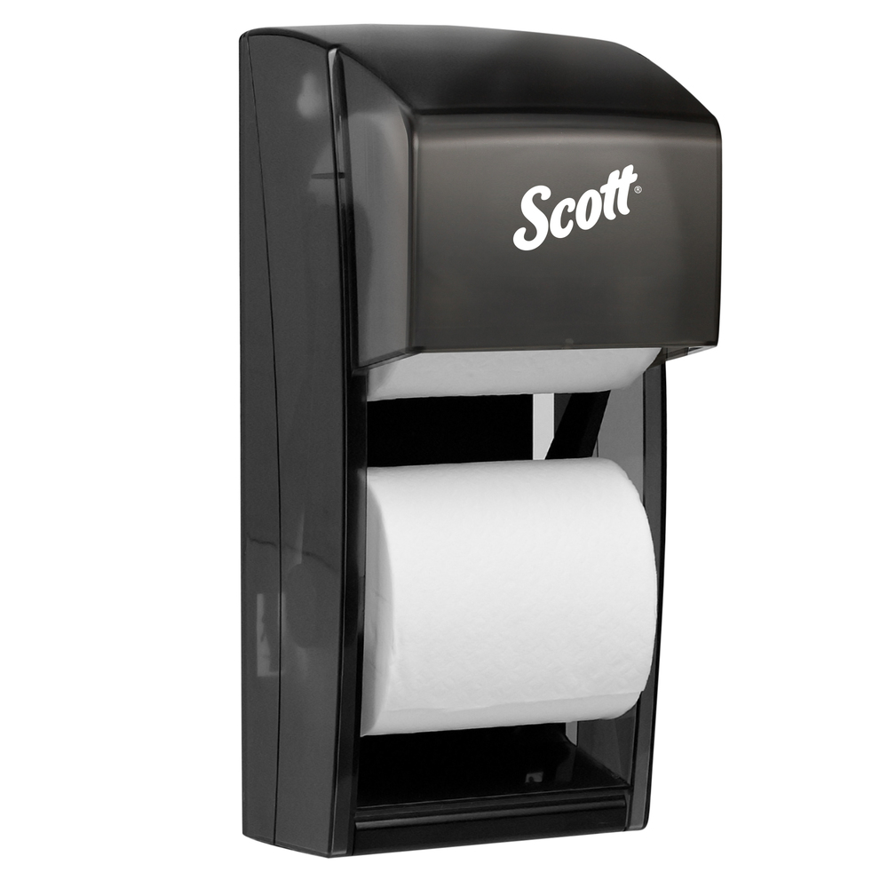 Scott® Essential™ Double Roll Toilet Paper Dispenser - Black, 6" x 13.6" x 6.6"