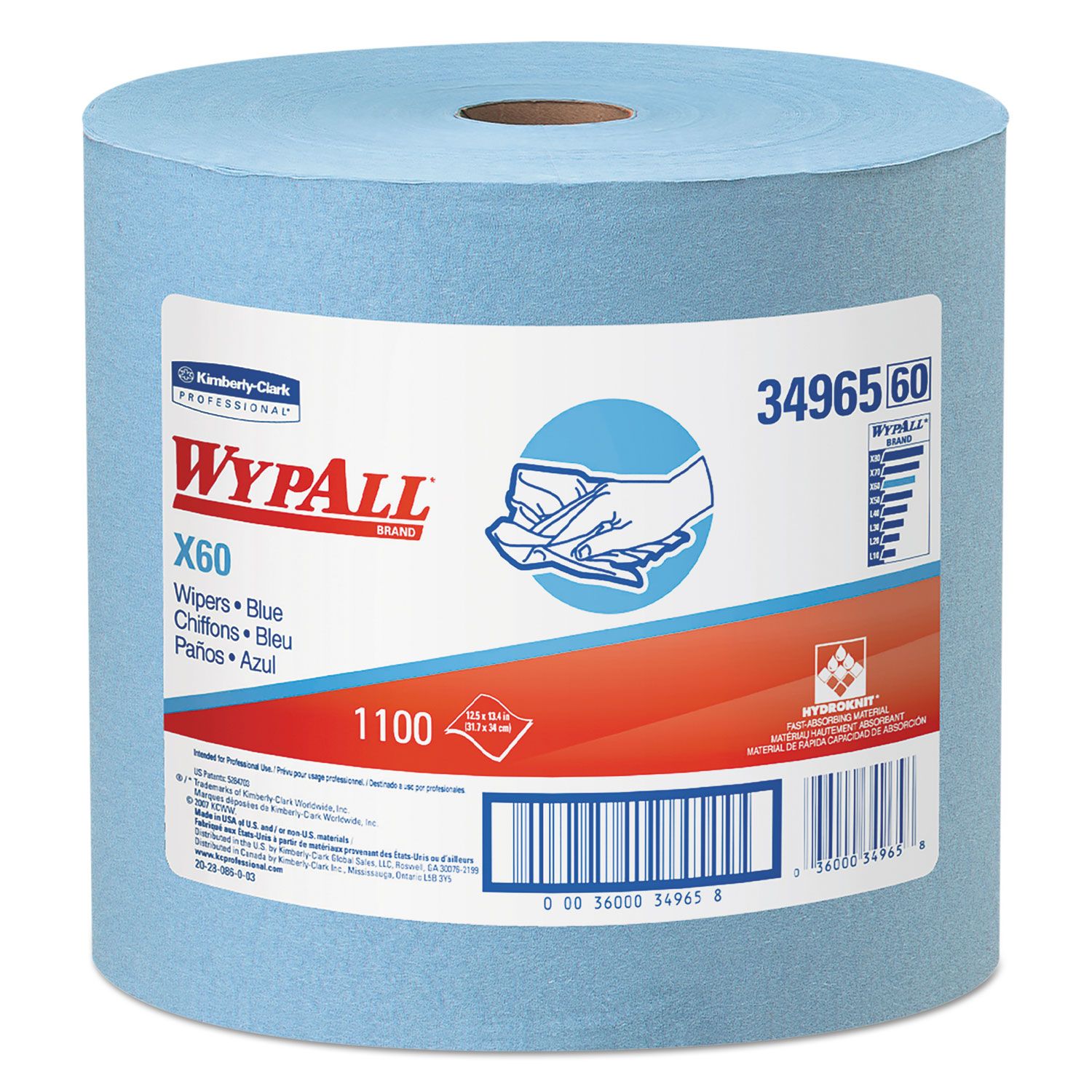 WypAll X60 Cloths - Jumbo Roll, 12 1/2