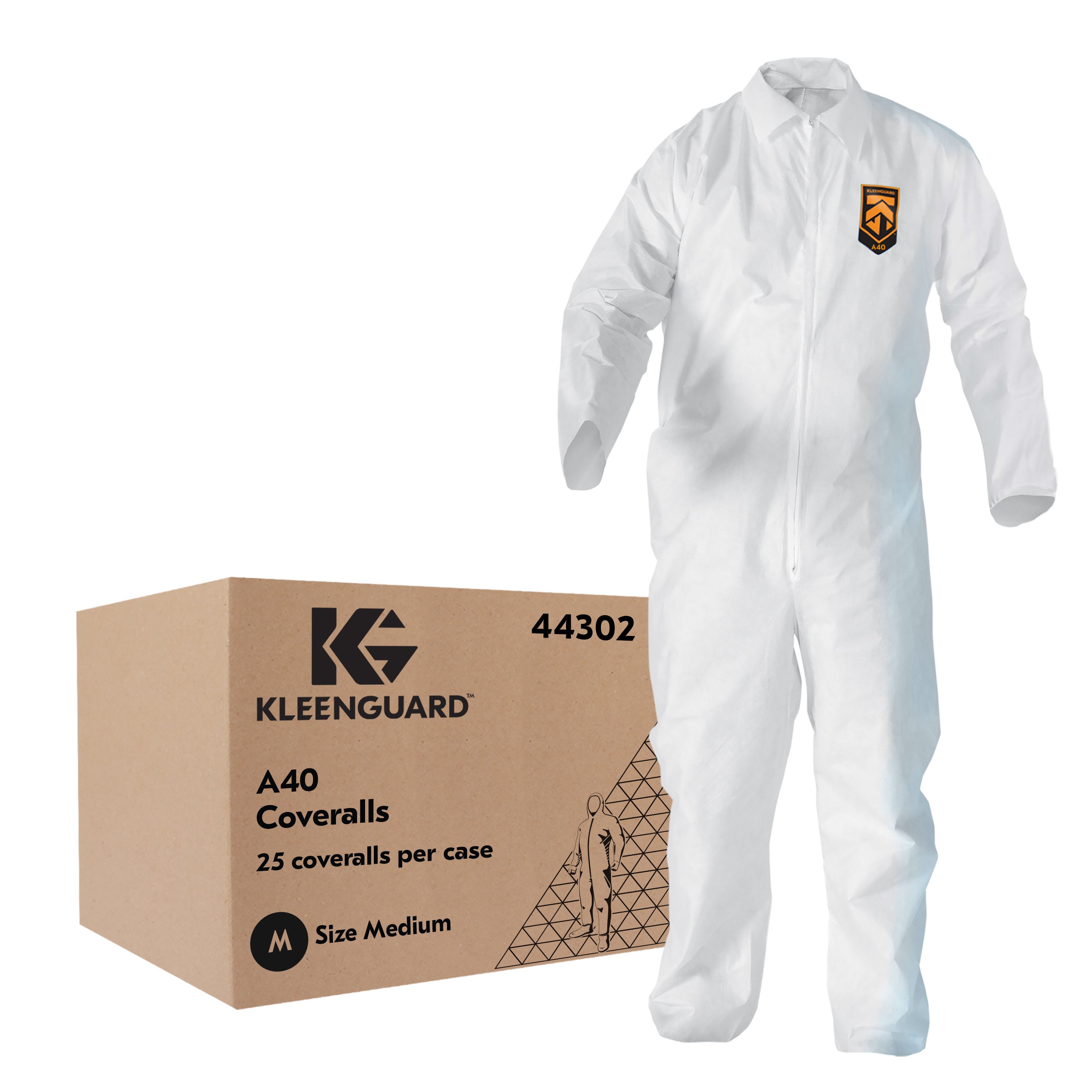 Kleenguard® A40 Liquid and Particulate Protection Coveralls, White, M, 25 suits