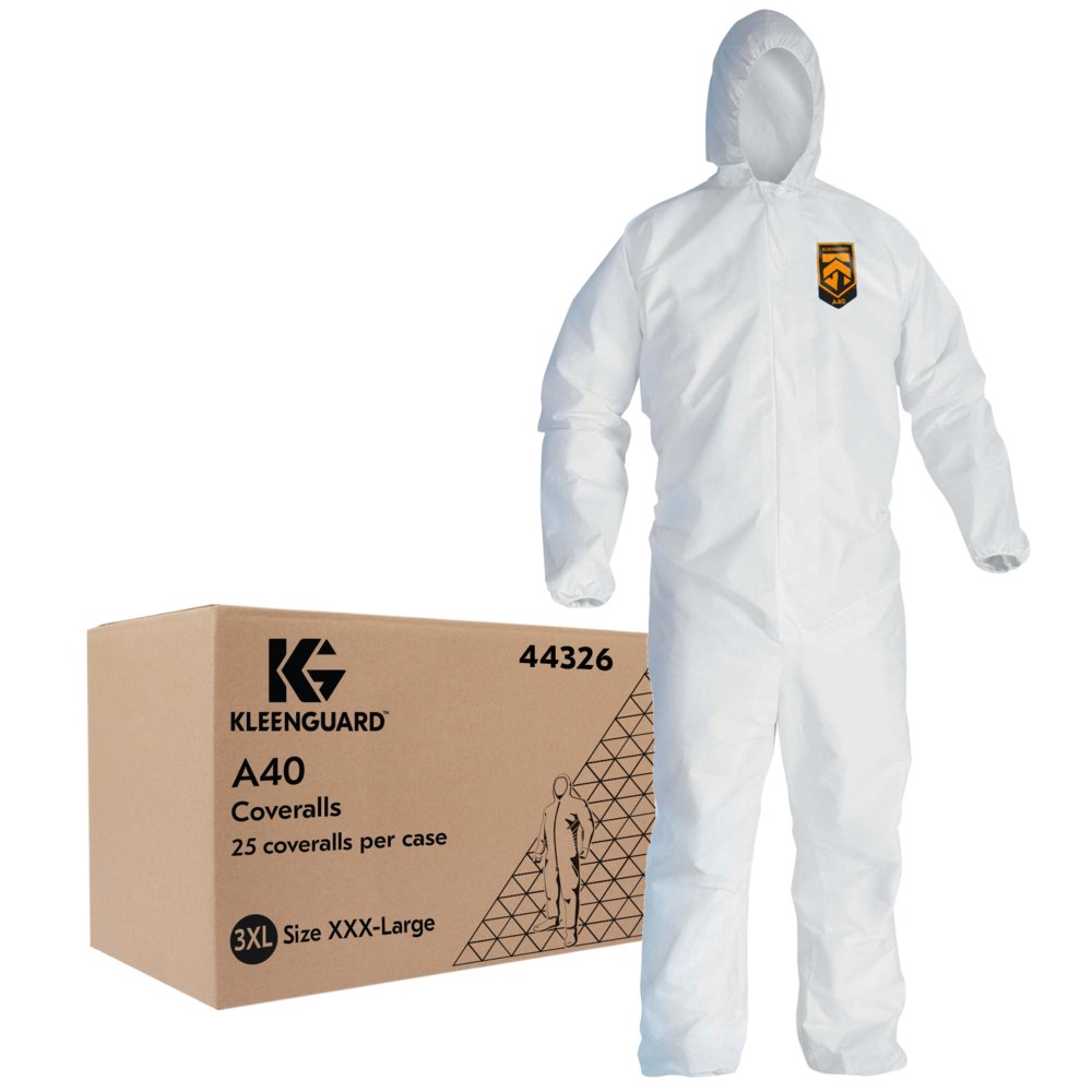 Kleenguard® A40 Liquid and Particulate Protection Coveralls, White, 25 suits