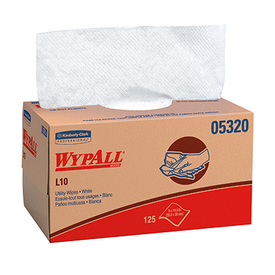 WypAll  L10 Utility Wipes - 9" x 10.25", White, Box,
