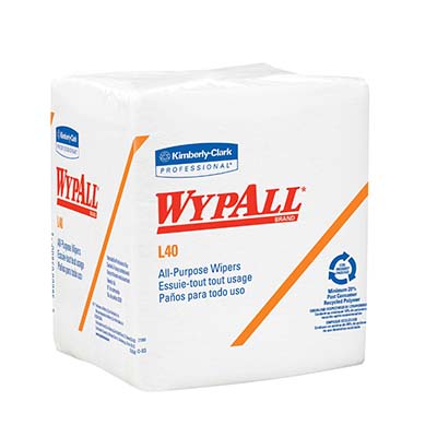 WypAll® L40 Wipers - 12.5" x 12", White, 18/Case