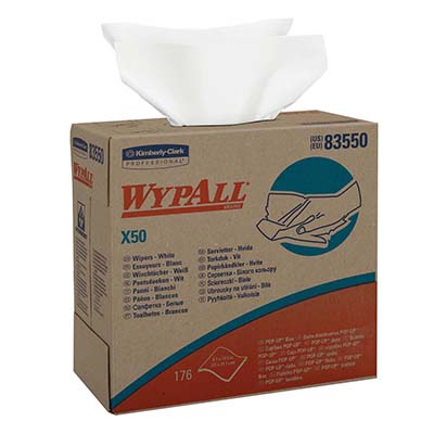 WypAll  X50 Wipers - 9.1" x 12.5", White, Boxed
