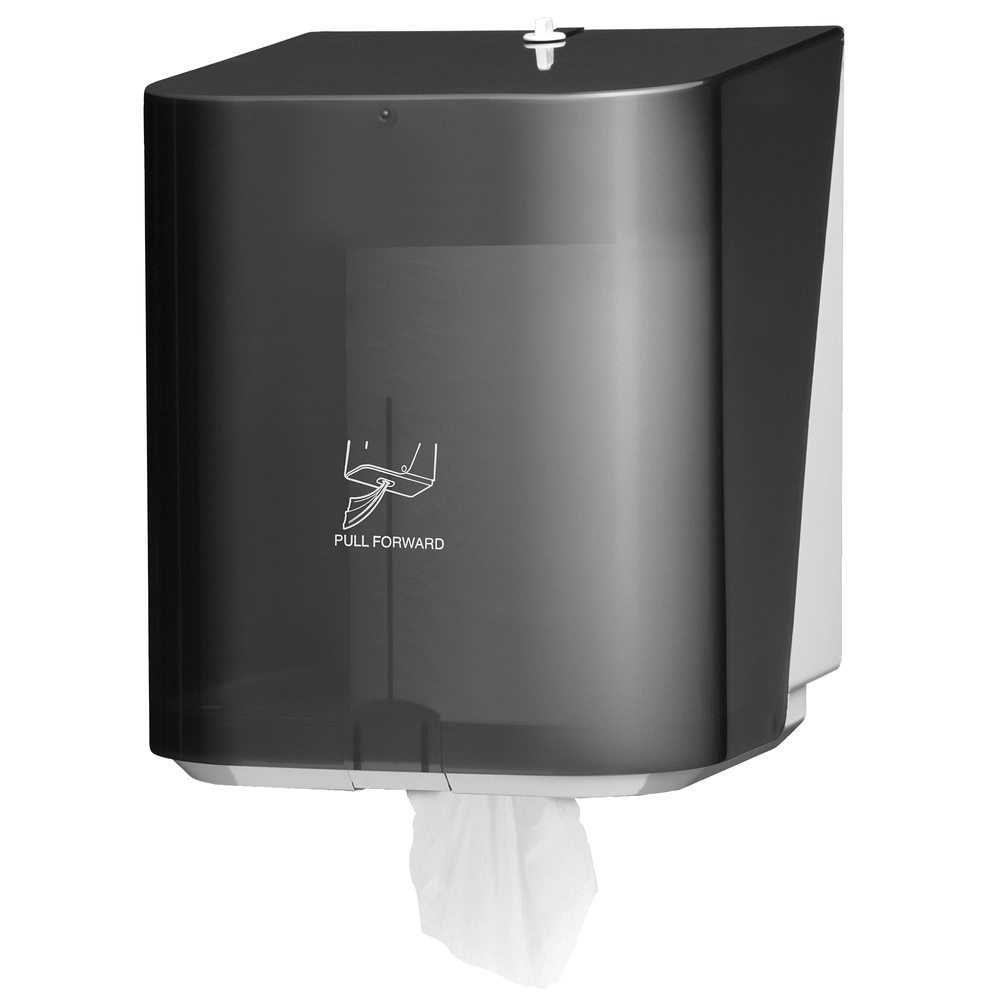 Scott® Essential™ In-Sight Sr. Center-Pull Towel Dispensers - Smoke, 10 x 12.5 x 10.65