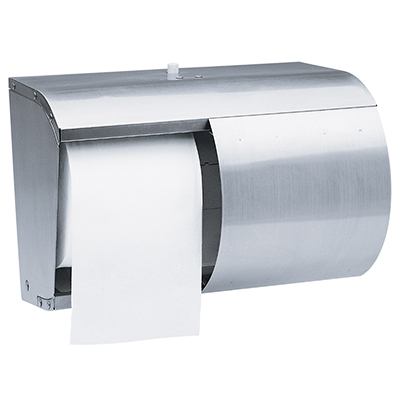 Scott® Pro™ Double Roll Toilet Paper Dispenser - Stainless Steel, 10.13” x 7.13” x 6.38”