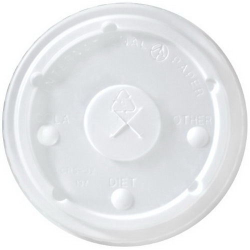 Straw Slotted Polystyrene Cup Lid, Flat, Translucent; 1000/case