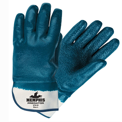 Memphis Predator® Rough Finish Nitrile Coated Jersey Gloves, Large, 12 pair