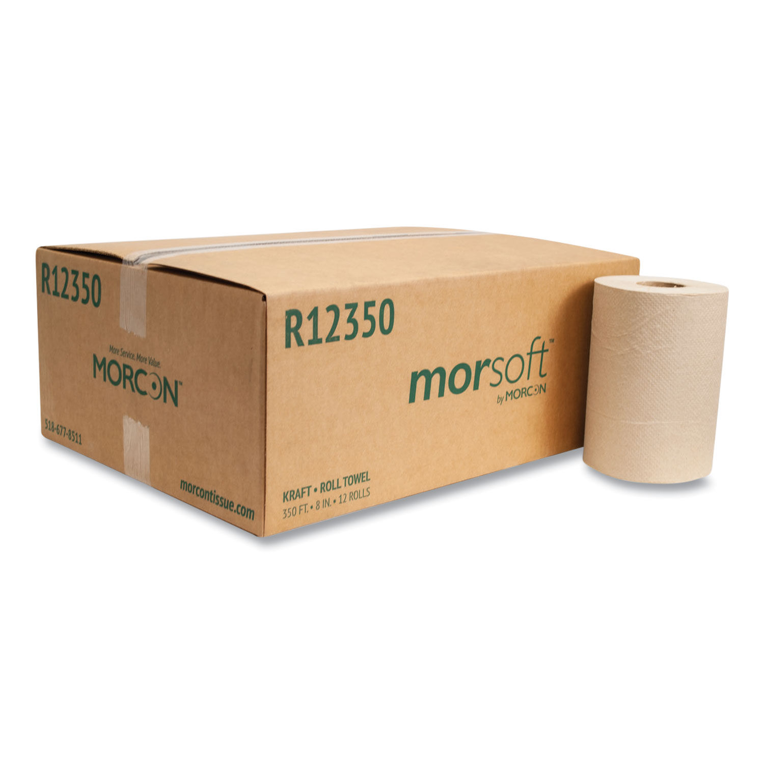 Morcon Morsoft Universal Roll Towels - 8" x 350', Brown, 12/Case