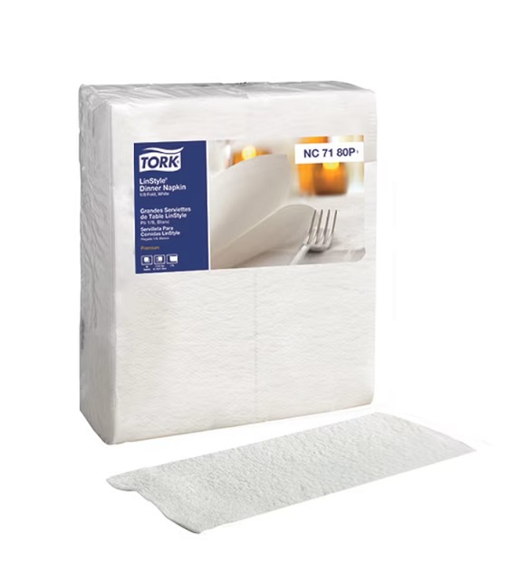Tork Premium LinStyle® White Dinner Napkins NC7180P 1/8 Fold 6 pack/case