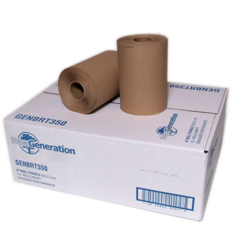 New Generation™ 8 x 600' Kraft Hardwound Roll Towels 12 rolls/case