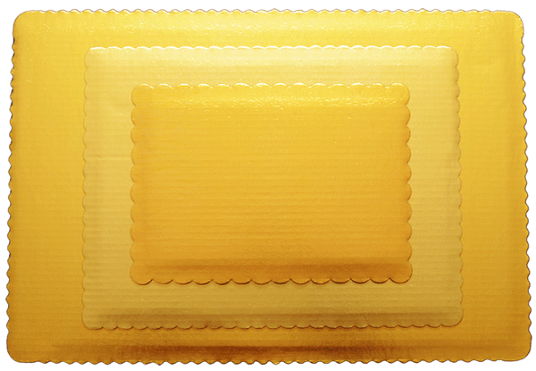 1/2 Sheet Gold Scalloped Cake Pad - 50/Cs