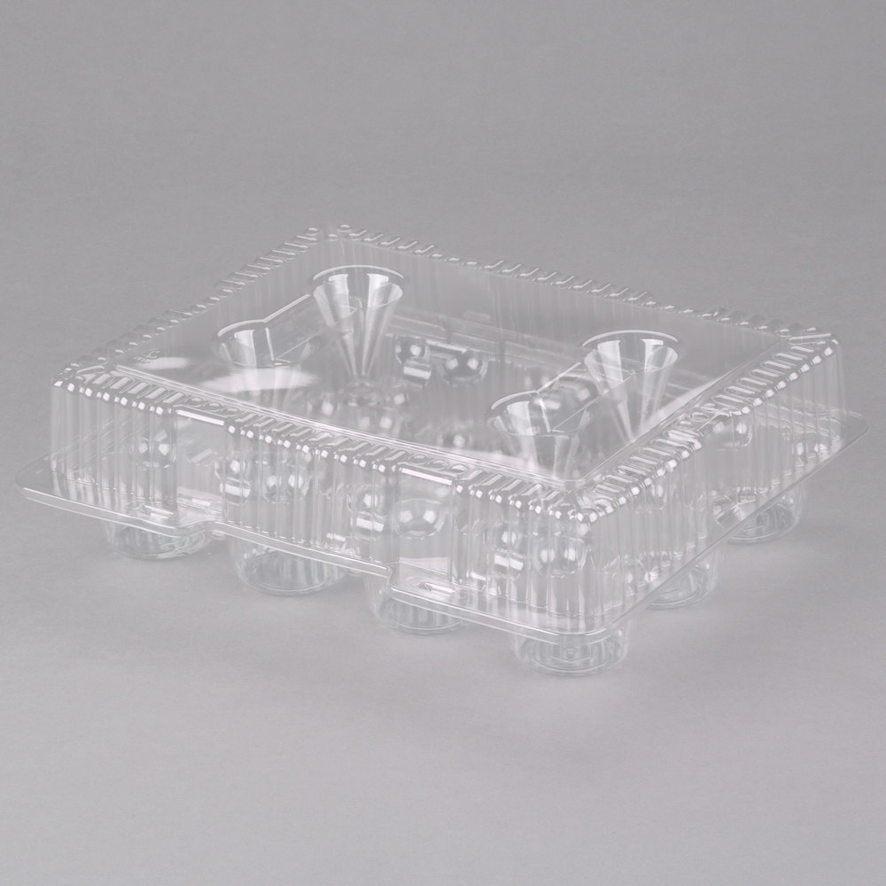 Polar Pak 12 Compartment Clear Hinged PET Cupcake Take-Out Container - 100/Cs
