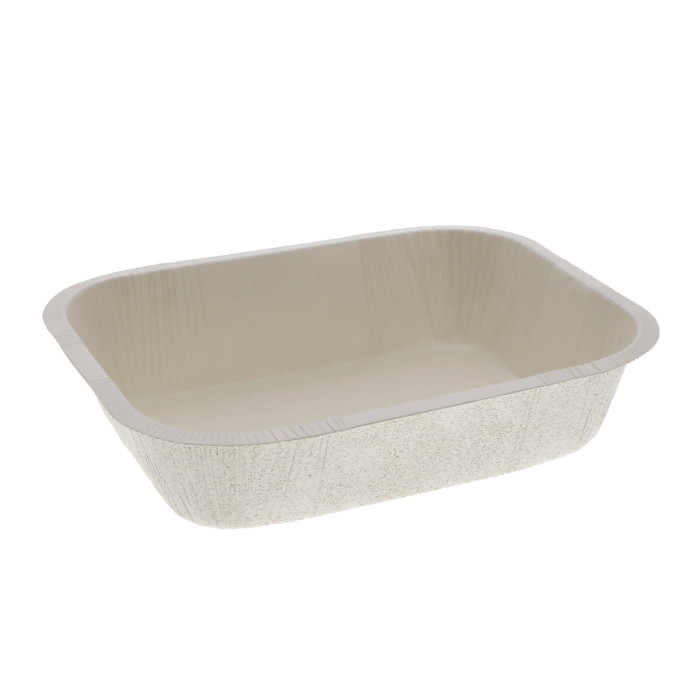 PCS6816 32 oz. Pressware® Classic Stoneware™ Dual-Ovenable Paperboard Tray, White with Brown Specks, 500/case