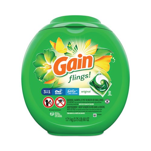Gain Flings Detergent Pods, Original, 81 pods/tub, 4 tubs/case