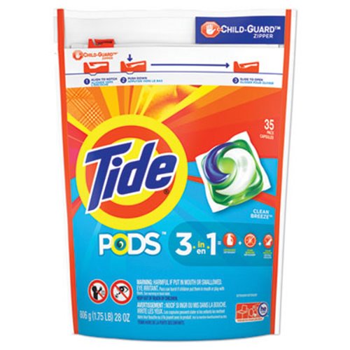 Tide Pods Liquid Laundry Detergent Ocean Mist 35/pack 4 packs/case