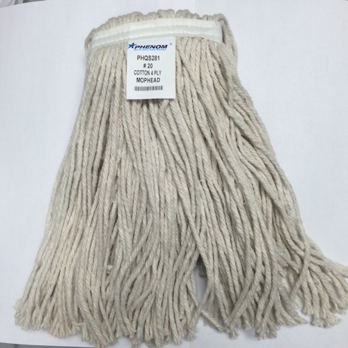 Phenom™ Preshrunk Blended Looped End Wet Mop - Medium, Green, 6/Case