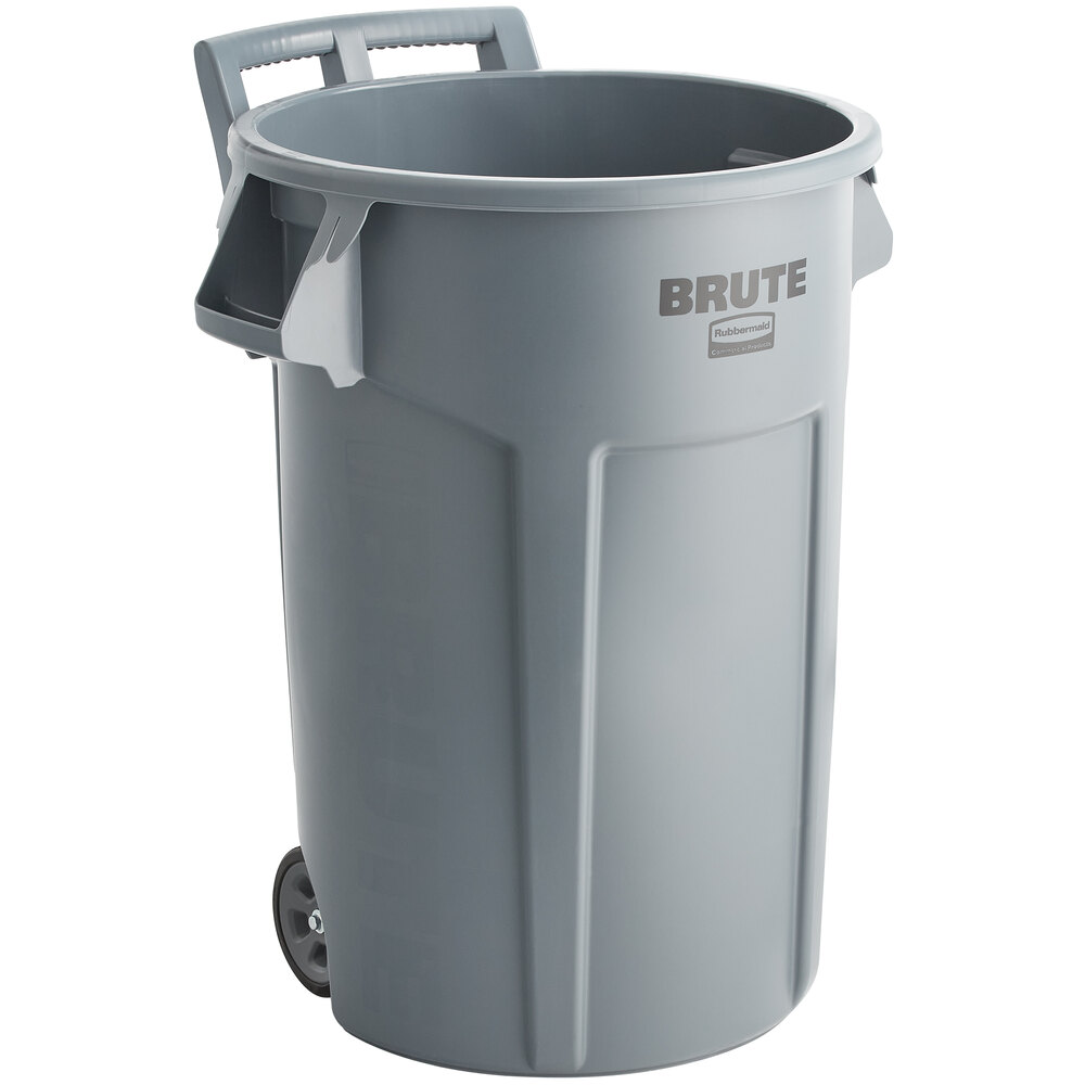 Rubbermaid BRUTE 44 Gallon Gray Wheeled Round Trash Can 4/case